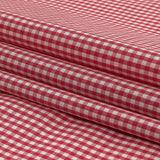 Red and White Checked Cotton and Polyester Shirting