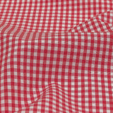 Red and White Checked Cotton and Polyester Shirting