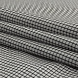 White and Black Checked Cotton and Polyester Twill