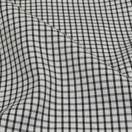 White and Black Checked Cotton and Polyester Twill