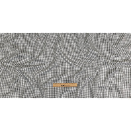 White and Black Checked Cotton and Polyester Twill
