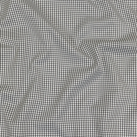 White and Black Checked Cotton and Polyester Twill