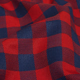 Red and Navy Checkered Cotton and Polyester Dobby
