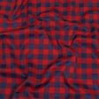 Red and Navy Checkered Cotton and Polyester Dobby