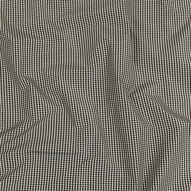 Black and Cream Little Checks Cotton and Polyester Shirting