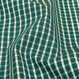 Evergreen and White Checkered Cotton and Polyester Shirting