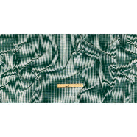 Evergreen and White Checkered Cotton and Polyester Shirting