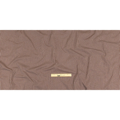 Brown and White Checkered Cotton and Polyester Shirting
