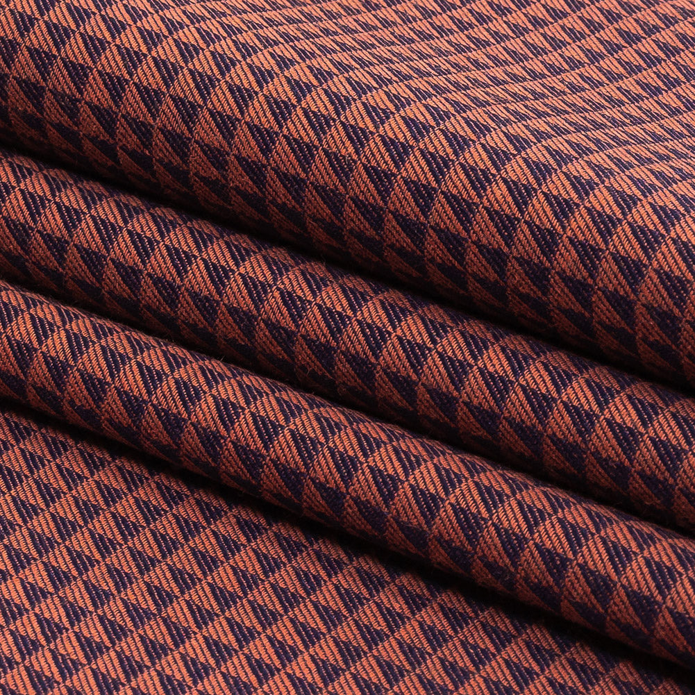 Navy and Orange Triangles Cotton and Polyester Twill