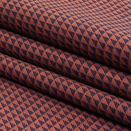 Navy and Orange Triangles Cotton and Polyester Twill