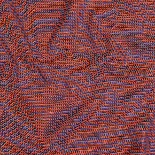Navy and Orange Triangles Cotton and Polyester Twill
