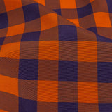 Orange and Navy Checked Cotton and Polyester Shirting
