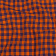Orange and Navy Checked Cotton and Polyester Shirting
