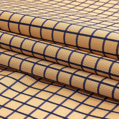 Yellow and Blue Ribbon Checks and Diamonds Cotton and Polyester Dobby Shirting