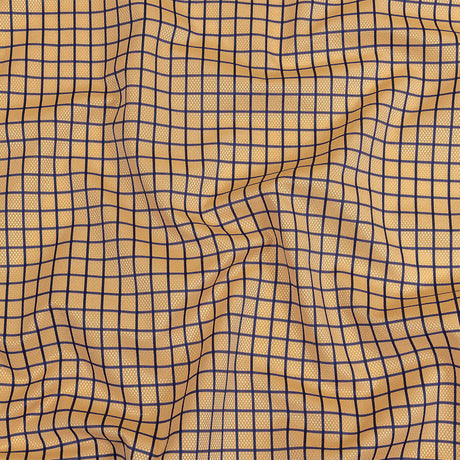 Yellow and Blue Ribbon Checks and Diamonds Cotton and Polyester Dobby Shirting