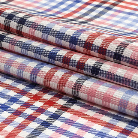 Red, White and Olympian Blue Plaid Cotton and Polyester Shirting