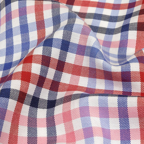 Red, White and Olympian Blue Plaid Cotton and Polyester Shirting