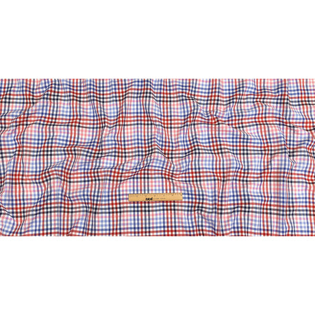 Red, White and Olympian Blue Plaid Cotton and Polyester Shirting