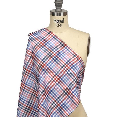 Red, White and Olympian Blue Plaid Cotton and Polyester Shirting