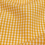 Mustard and White Checked Cotton and Polyester Shirting