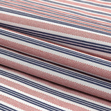 Red, Navy and White Striped Cotton and Polyester Dobby