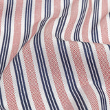 Red, Navy and White Striped Cotton and Polyester Dobby