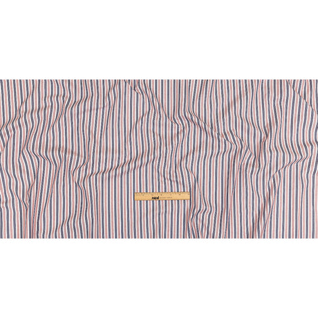 Red, Navy and White Striped Cotton and Polyester Dobby