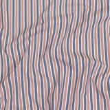 Red, Navy and White Striped Cotton and Polyester Dobby