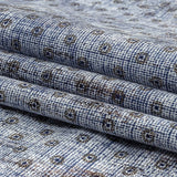 Brown and Blue Flowers and Dots Cotton and Polyester Shirting with Distressed Foil Topcoat