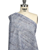 Brown and Blue Flowers and Dots Cotton and Polyester Shirting with Distressed Foil Topcoat