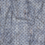 Brown and Blue Flowers and Dots Cotton and Polyester Shirting with Distressed Foil Topcoat