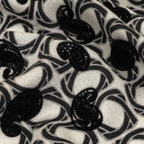 Black and White Flocked Paisley on Twisted Squares Printed Viscose Woven