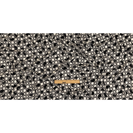 Black and White Flocked Paisley on Twisted Squares Printed Viscose Woven