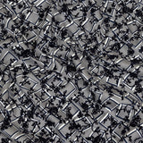 Gray, White and Navy Flocked Florals on Tossed Squares Printed Viscose Woven