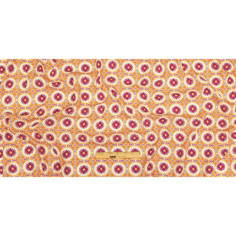 Viscose and Linen Woven Print - Magenta and Orange Floral Tiles - Mood Exclusive Sao Bento