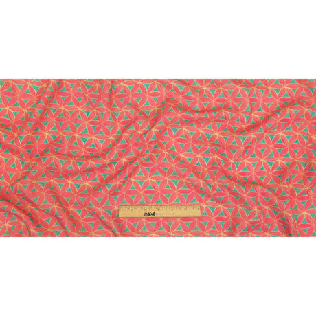 Viscose and Linen Woven Print - Hot Pink and Turquoise Geometric Floral - Mood Exclusive Homemade Hexagons