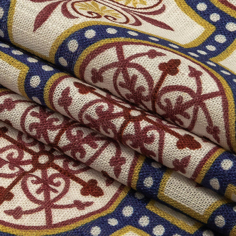 Viscose and Linen Woven Print - Yellow, Red and Blue Medallions - Mood Exclusive Gawain's Glory