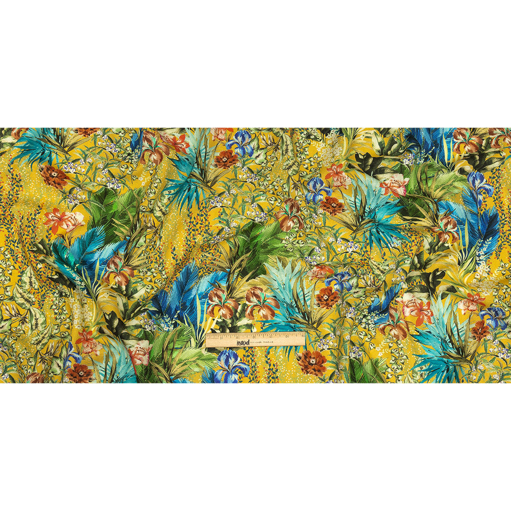 Linen and Rayon Woven Print - Yellow and Multicolor Floral - Mood Exclusive Amazonia