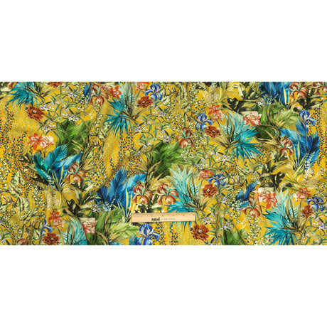 Linen and Rayon Woven Print - Yellow and Multicolor Floral - Mood Exclusive Amazonia