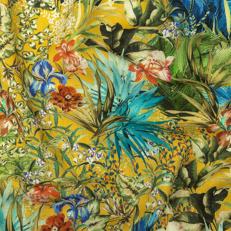 Linen and Rayon Woven Print - Yellow and Multicolor Floral - Mood Exclusive Amazonia
