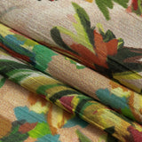 Crinkled Leafy Polyester Jacquard Print - Yellow, Red and Green Palm Trees - Mood Exclusive Beach Babe