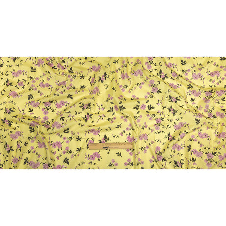 Cotton Poplin Print - Pale Yellow and Pink Floral - Mood Exclusive Sakura Sweets