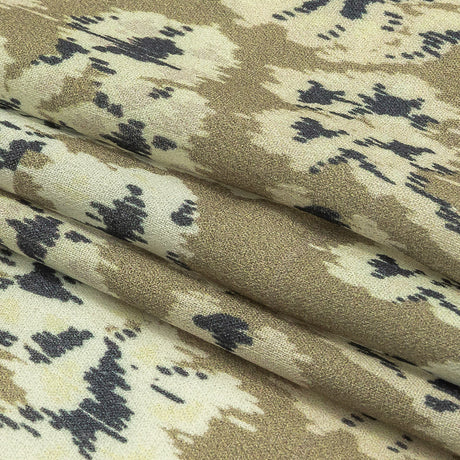 Viscose Crepe Print - Beige, Black and Ecru Ikat Florals - Mood Exclusive Exquisite Etchings