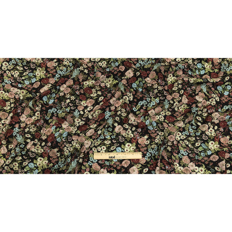 Viscose Crepe Print - Black, Pink and Sky Blue Floral - Mood Exclusive Highgrove