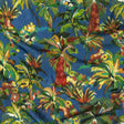 Crinkled Leafy Polyester Jacquard Print - Galaxy Blue, Green and Red Palm Trees - Mood Exclusive Beach Babe