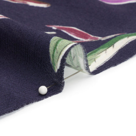 Sustainable Viscose Crepe Print - Purple, Navy, and Yellow Floral - Mood Exclusive Tulip Fever