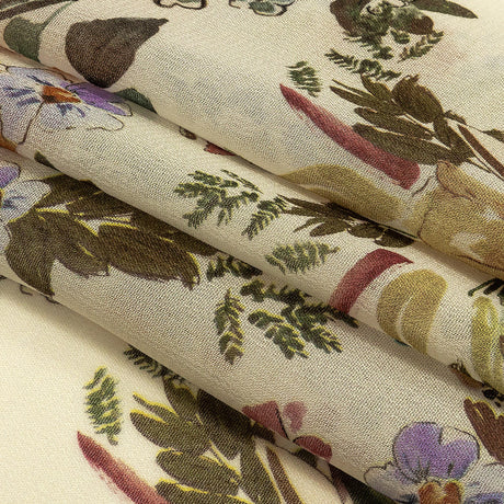 Mood Exclusive White Morning Glories Viscose Georgette