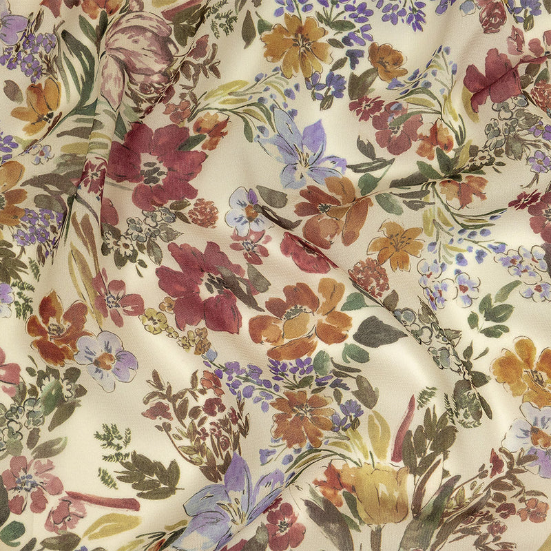 Mood Exclusive White Morning Glories Viscose Georgette