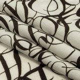 Sustainable Viscose Woven Print - White Calligraphic Letters - Mood Exclusive Dear Ms. Austen