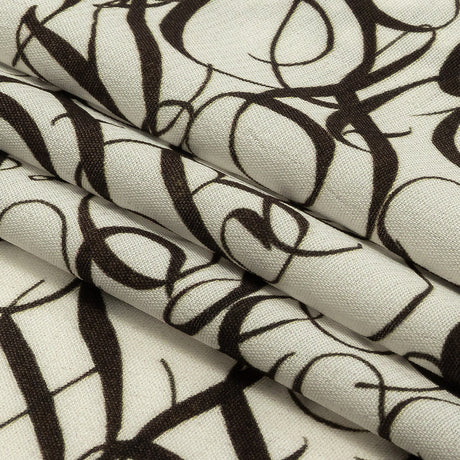 Sustainable Viscose Woven Print - White Calligraphic Letters - Mood Exclusive Dear Ms. Austen